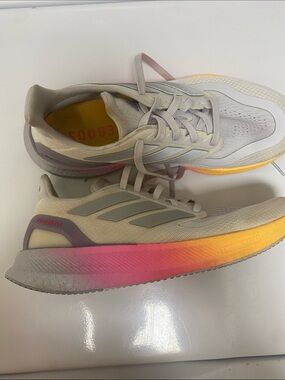 adidas white and Yellow-Pink Gradient Women's Running Shoes